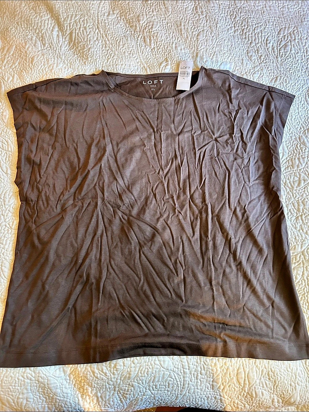 LOFT Modern Wedge Tee Short Sleeve Top Brown XL